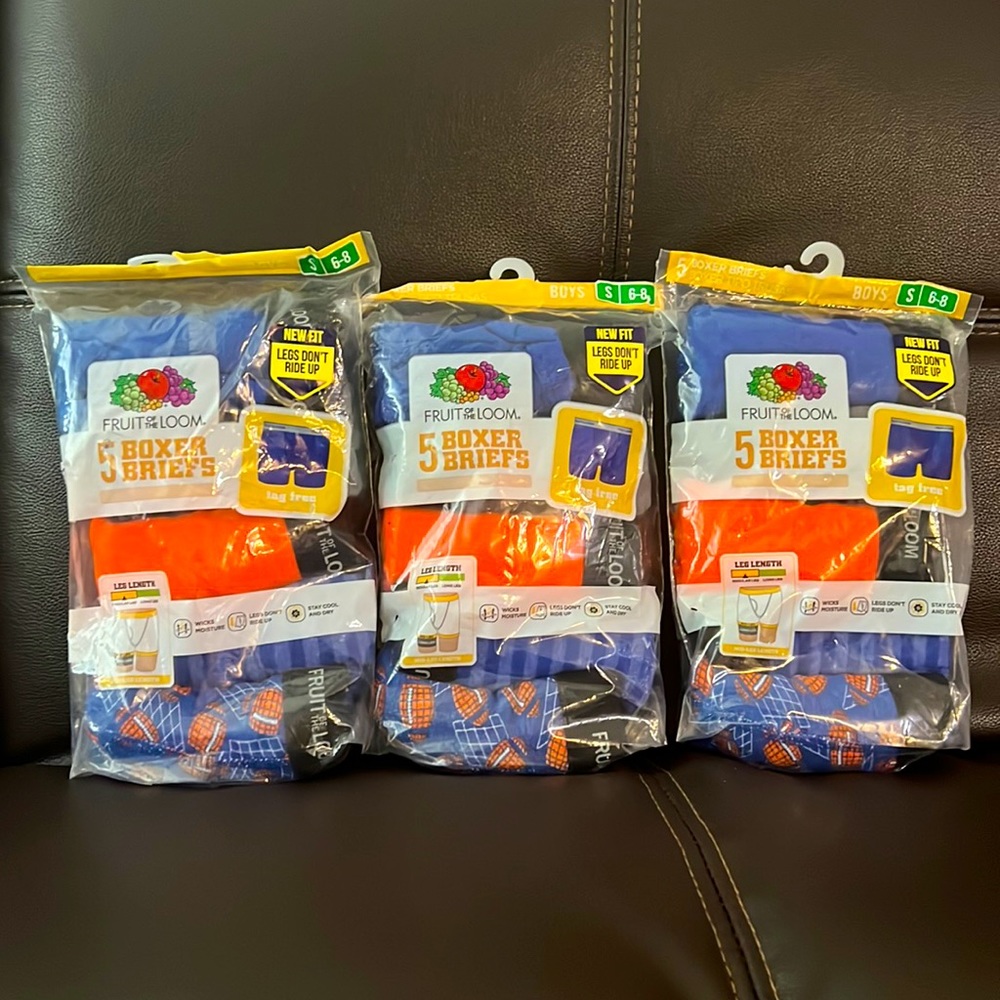 BNWT Lot Fruit of the Loom boys boxer brief underwear size 6-8